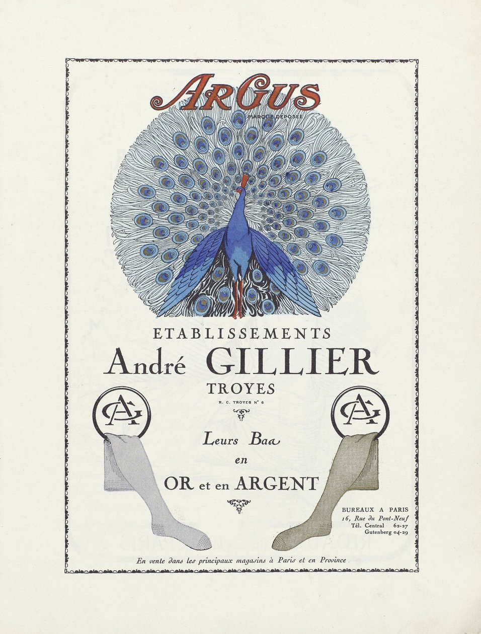 Pubblicità per Etablissements Andre Gillier , pub 1924 (stampa a stencil) da French School