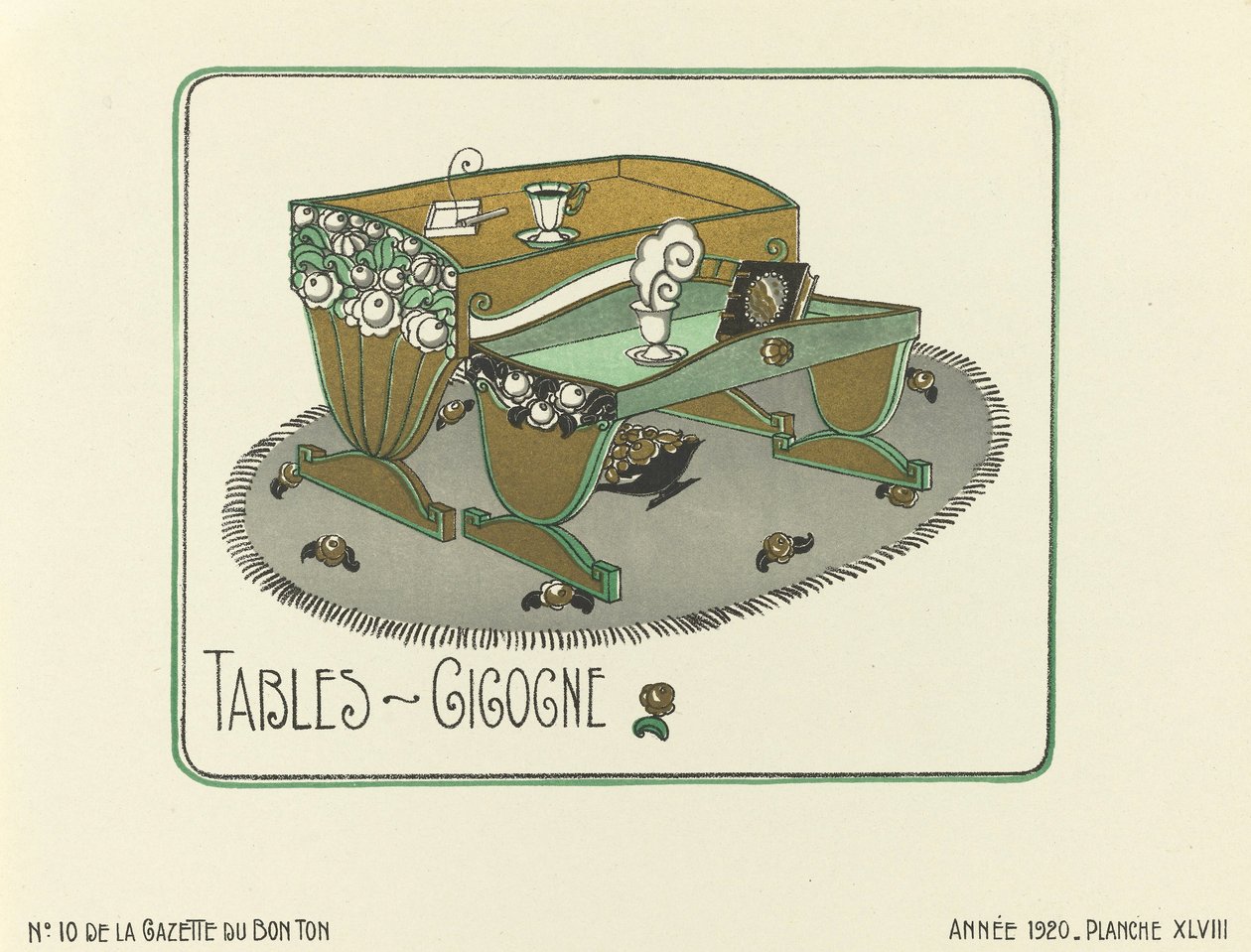 Pubblicità per "Tavoli - Gigogne", pub.1920 (stampa a stencil) da French School