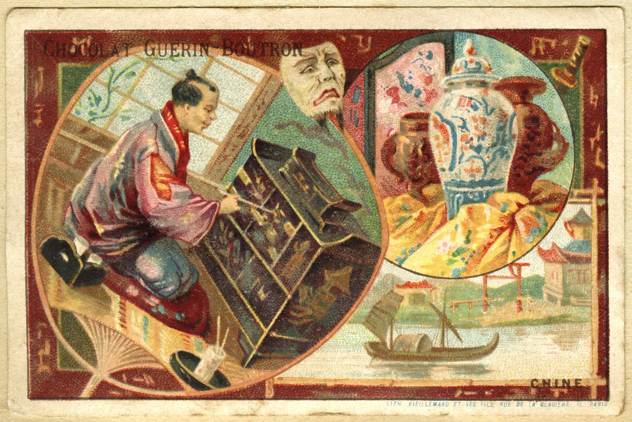 Cromolitografia Pubblicitaria dei Cioccolati Guérin Boutron da French School