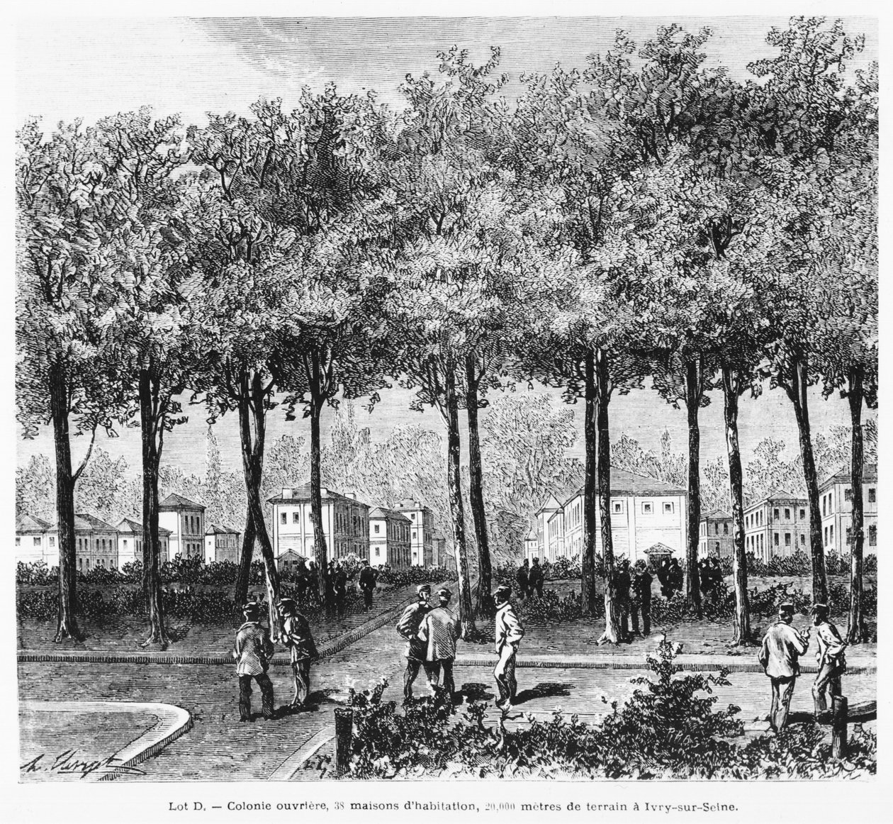Pubblicità che raffigura una colonia di lavoratori, illustrazione da Le Monde Illustré, 1876 da French School