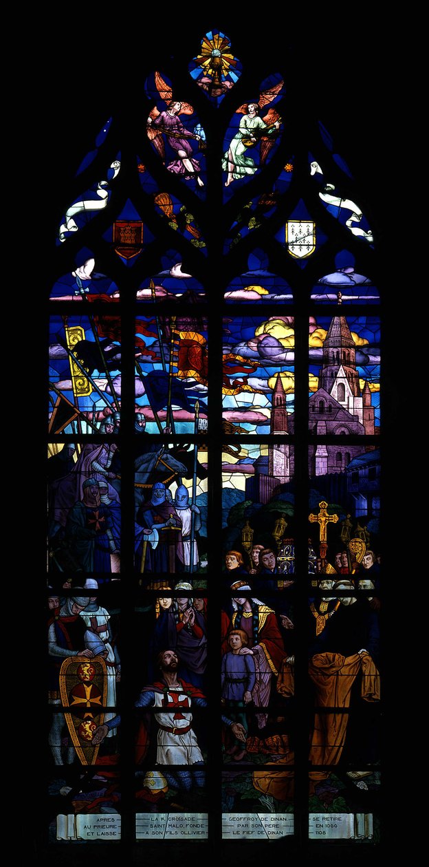 Dopo la prima crociata, Geoffroy de Dinan si ritirò al priorato di St Malo, fondato da suo padre nel 1066, e lasciò a suo figlio Olivier il feudo di Dinan da French School