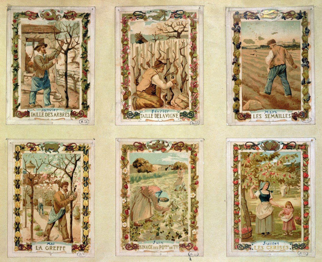 Calendario agricolo che raffigura le varie stagioni dell