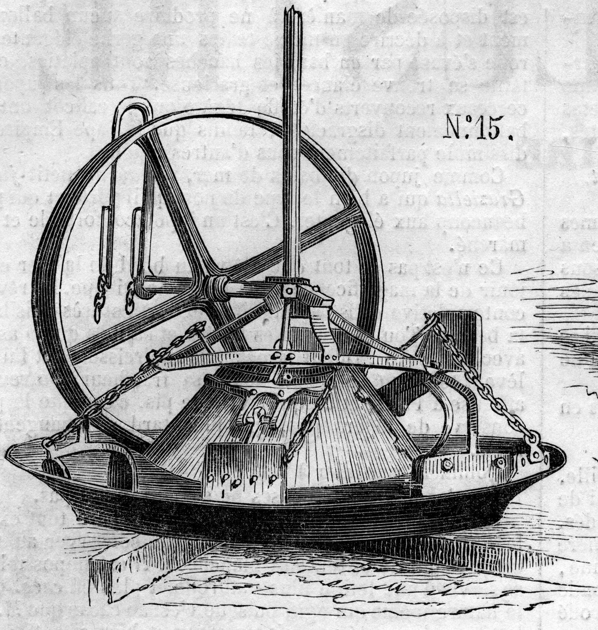 Macchina agricola: un mulino per gesso presentato al concorso agricolo di Parigi nel 1860. Incisione in 