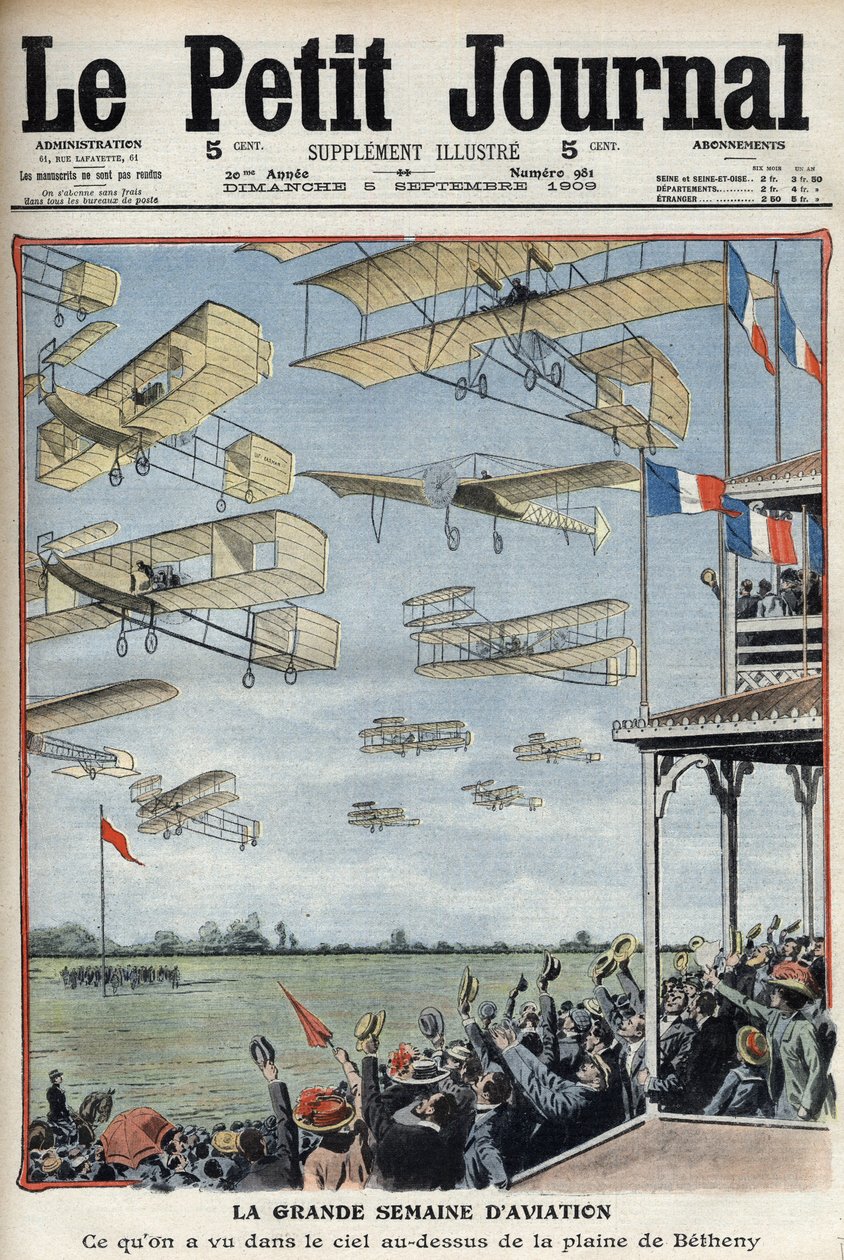 Airshow tenuto a Betheny, Francia, illustrazione dal giornale francese Le Petit Journal - Meeting d