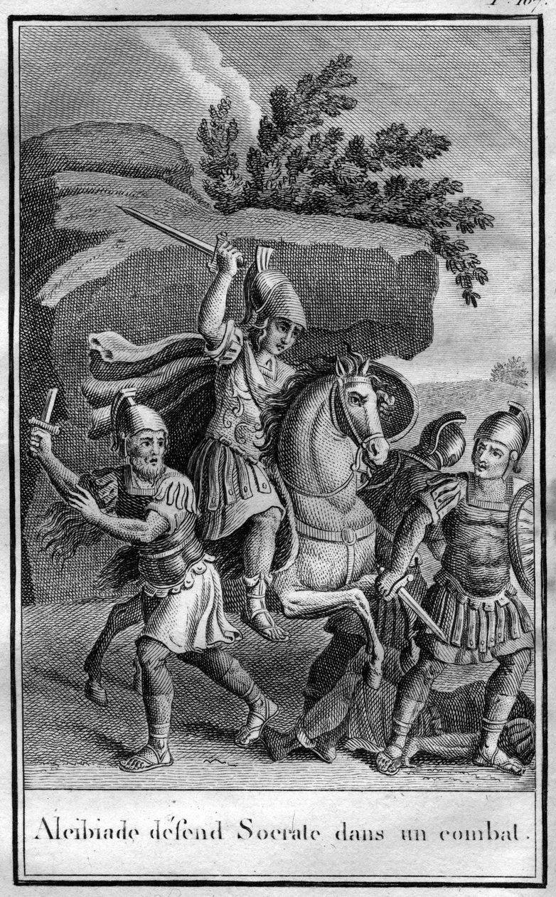 Alcibiade (450-404 a.C.), statista e stratega ateniese difende Socrate in una lotta. In "Beautés de l