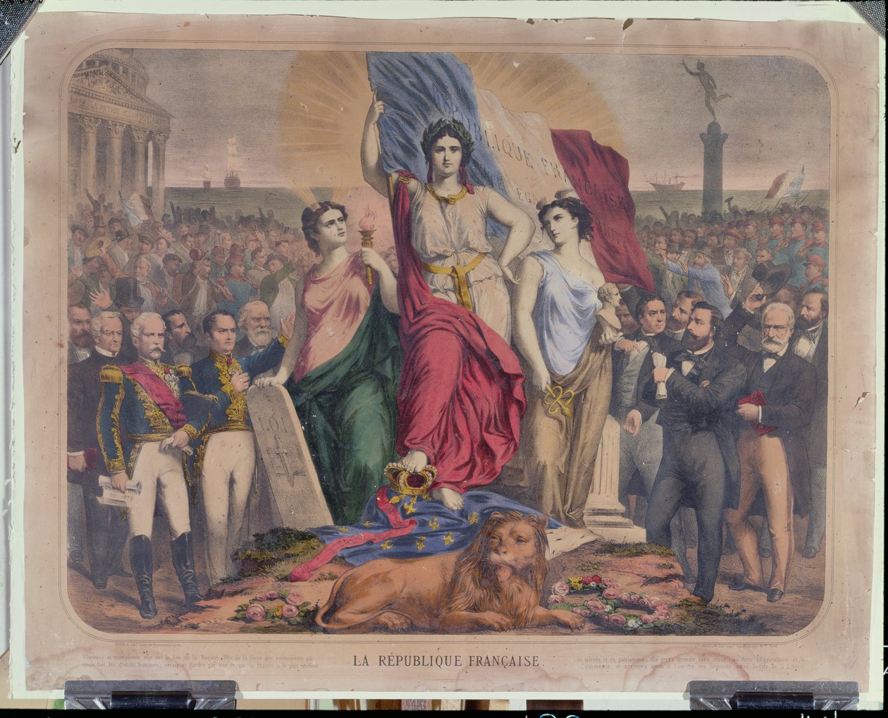 Allegoria della Repubblica Francese raffigurante Adolphe Thiers (1797-1877), Léon Gambetta (1838-1882) e Victor Hugo (1802-1885) da French School