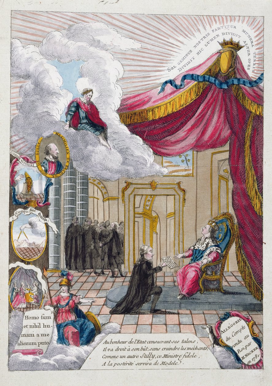 Allegoria del rapporto presentato a Luigi XVI (1754-93) da Jacques Necker (1732-1804) nel 1781 da French School