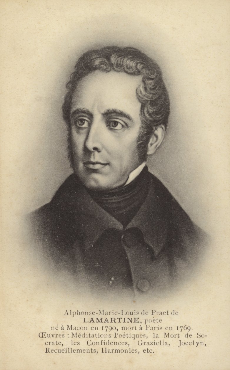 Alphonse de Lamartine (1790-1869), scrittore, poeta e politico francese (litografia) da French School