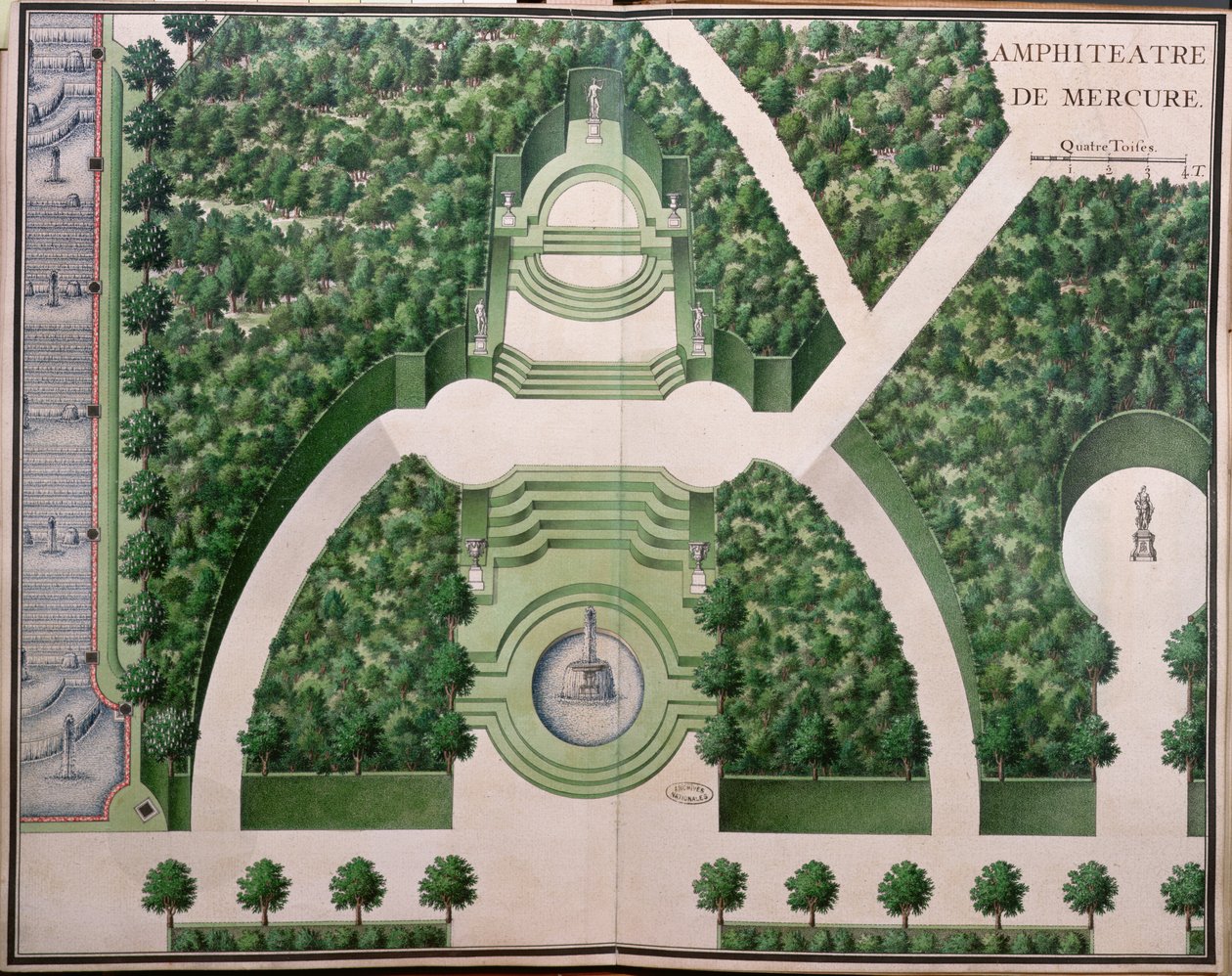 Anfiteatro di Mercurio, da Gardens of Marly, inizio XVIII secolo da French School