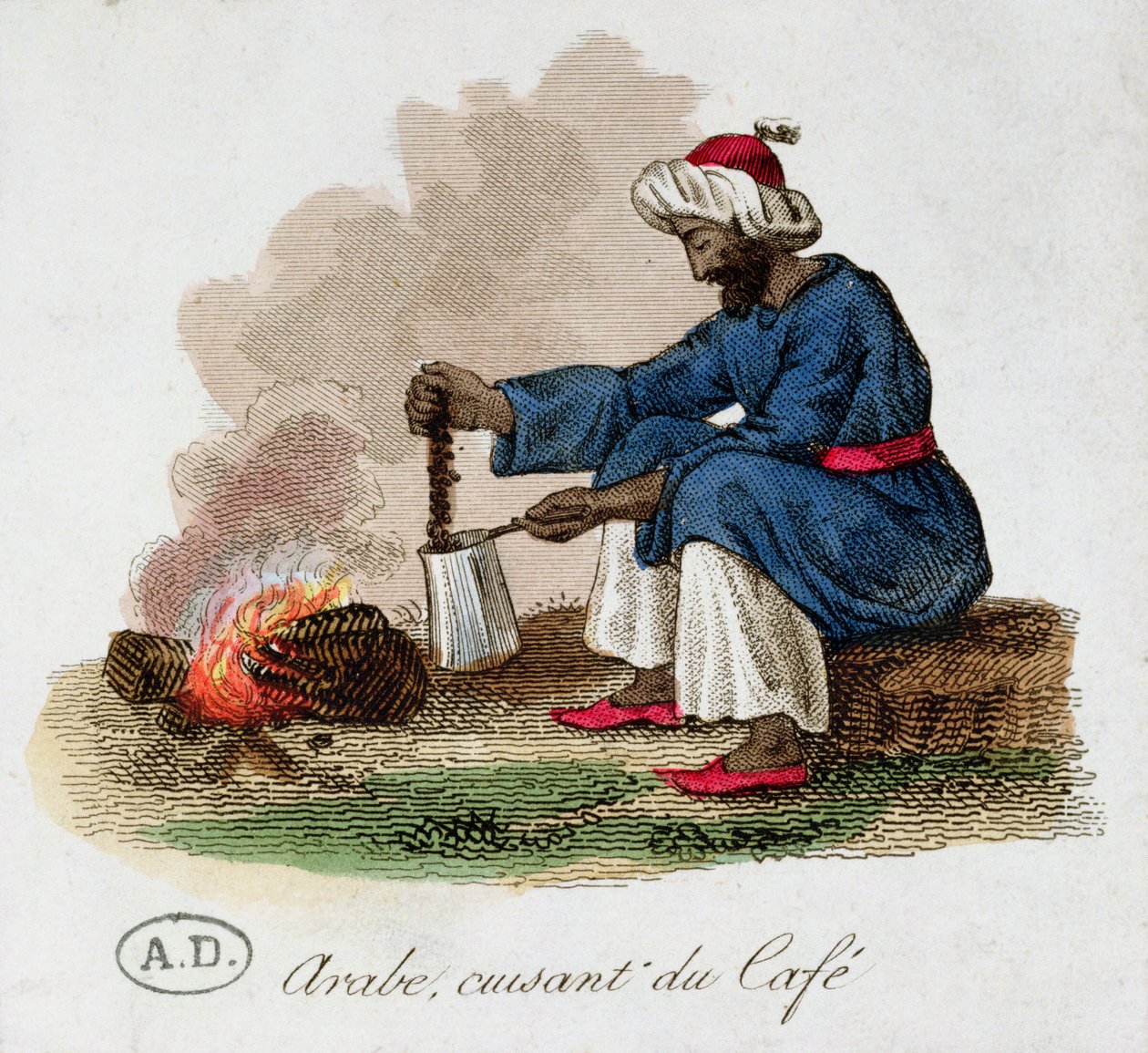 Un arabo che prepara il caffè, inizio XIX secolo da French School