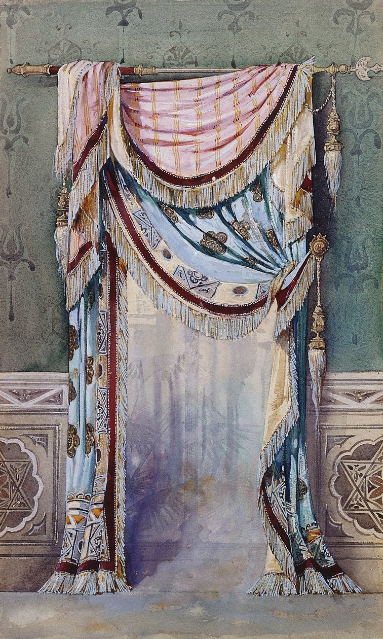 Interno con disegno di tenda, c.1880 da French School
