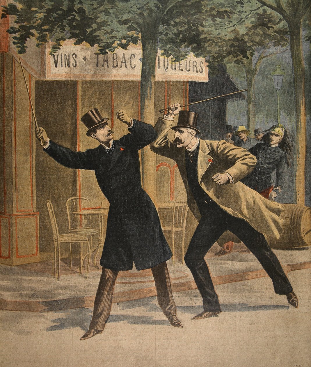 Un incidente tra Esterhazy e Picquart, illustrazione da Le Petit Journal: Supplement illustre, 17 luglio 1898 da French School