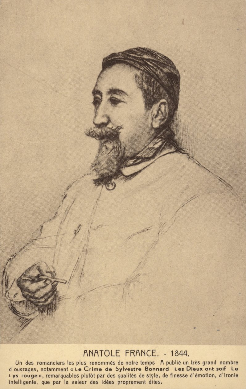 Anatole France (1844-1924), poeta, giornalista e romanziere francese (litografia) da French School