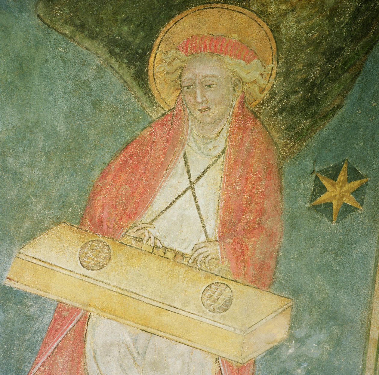 Angelo che suona un clavicordo, dettaglio dalla volta della cripta da French School