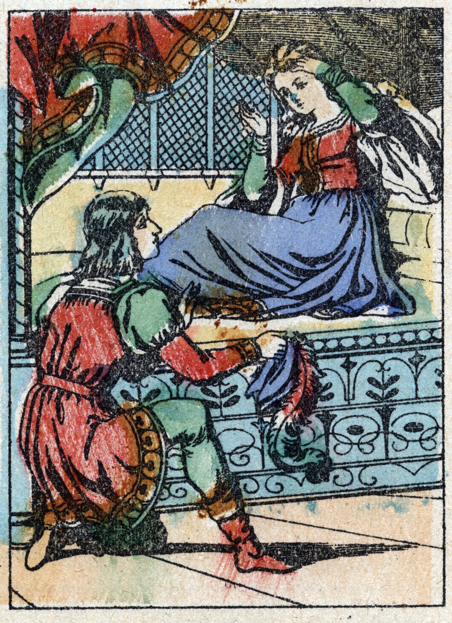 Illustrazione anonima per "La bella addormentata nel bosco", racconto di Charles Perrault (1628-1703), scrittore francese. Incisione su legno di Imaging Pellerin - Epinal, sd. Fine XIX secolo. da French School