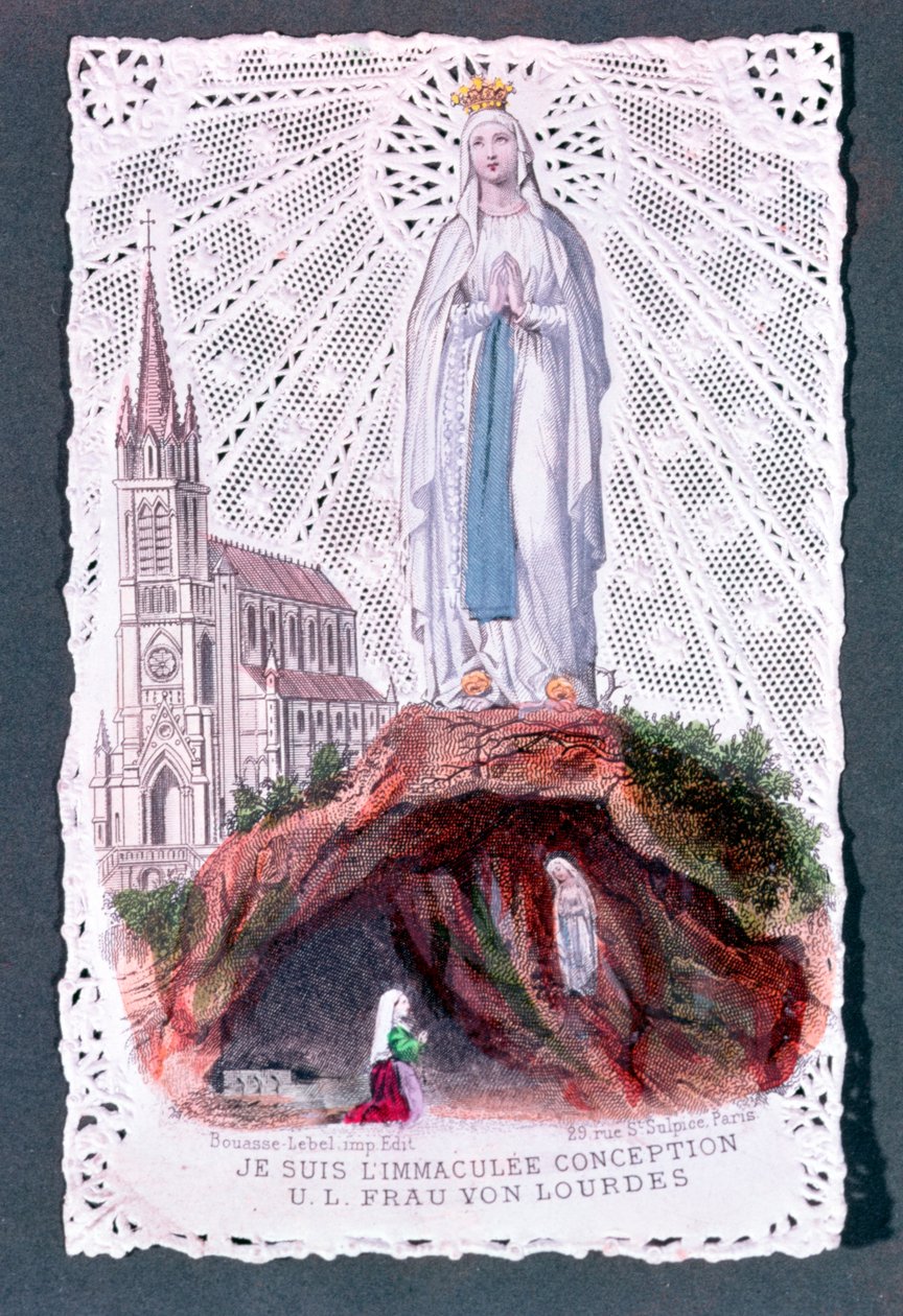 Apparizione della Madonna di Lourdes, inciso da Bouasse-Lebel, c.1867 da French School