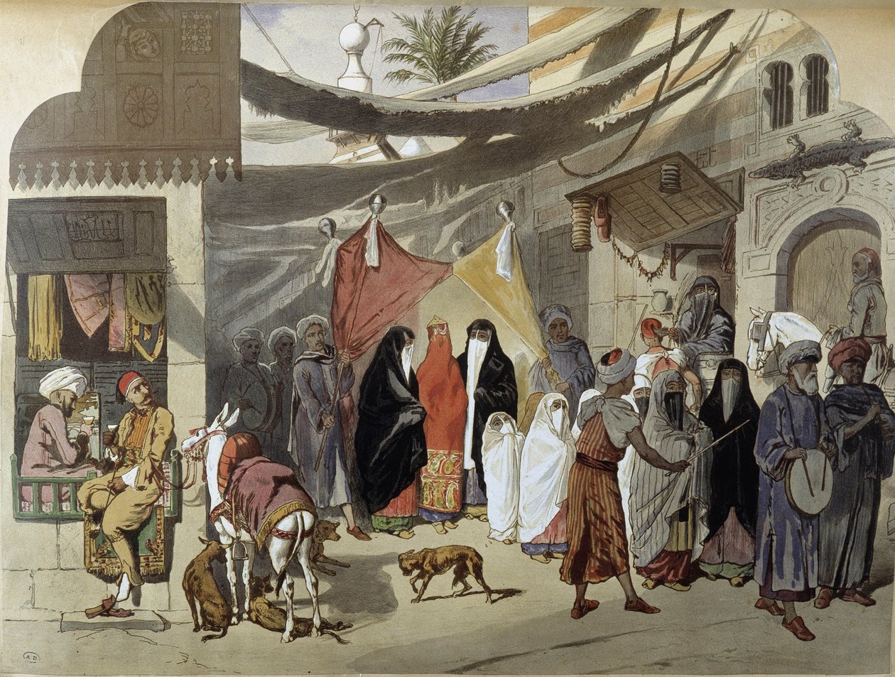 Matrimonio arabo al Cairo - in "Modern Egypt", di Henri de Amount, v.1870 da French School
