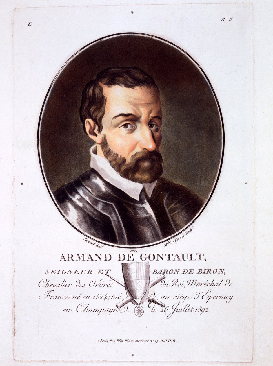 Armand de Gontaut, da Portraits des grands hommes, femmes illustres, et sujets memorables de France, pubblicato 1787-92 da French School