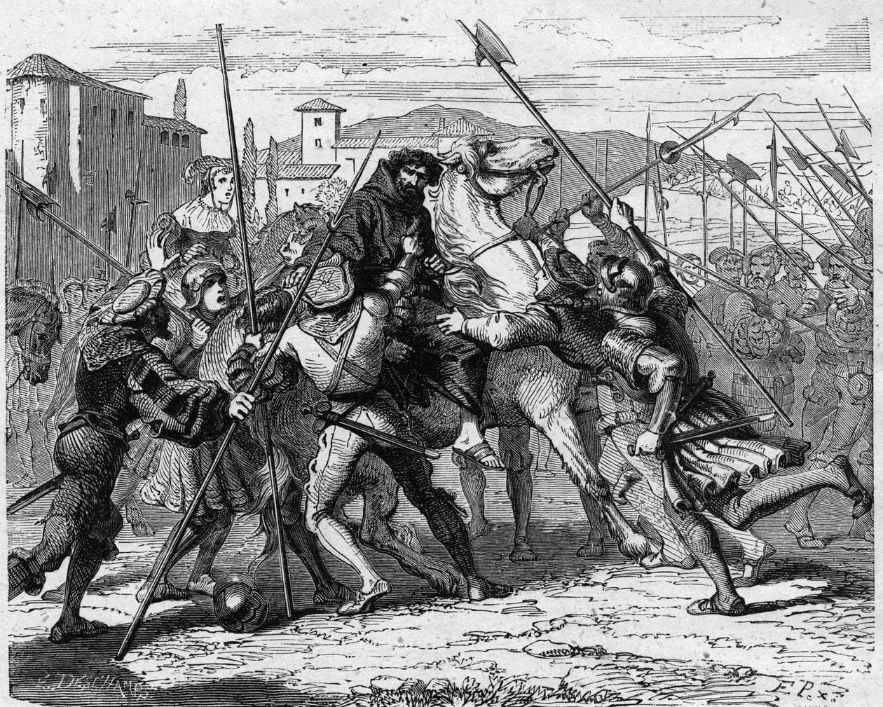Arresto di Ludovico Maria Sforza detto il Moro (1452-1508) a Milano nel 1500 tradito dai mercenari svizzeri, cadde nelle mani dell