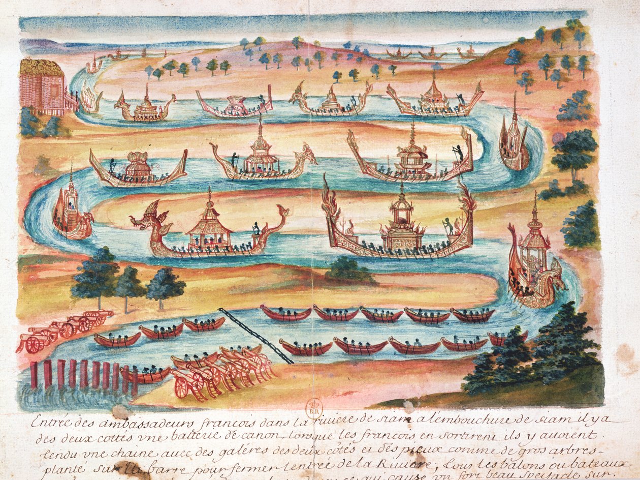 Arrivo degli ambasciatori francesi in Siam, da un resoconto dei gesuiti in Siam, 1688 da French School