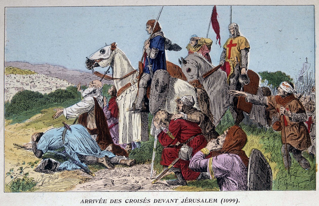 Arrivo dei crociati davanti a Gerusalemme (1099) da French School