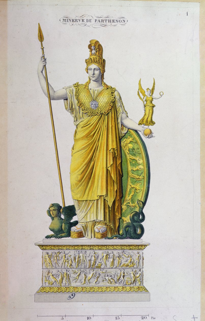 Athena Parthenos, statua dal Partenone, Atene da French School