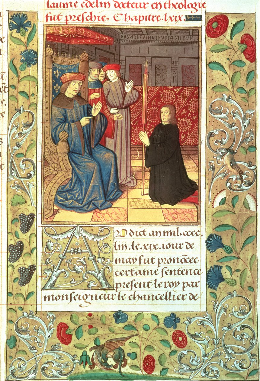 Atlas Ms Fr.2679 f.377 Jacques Coeur (c.1395-1456) davanti a Carlo VII (1403-61) c.1390-1453 da French School