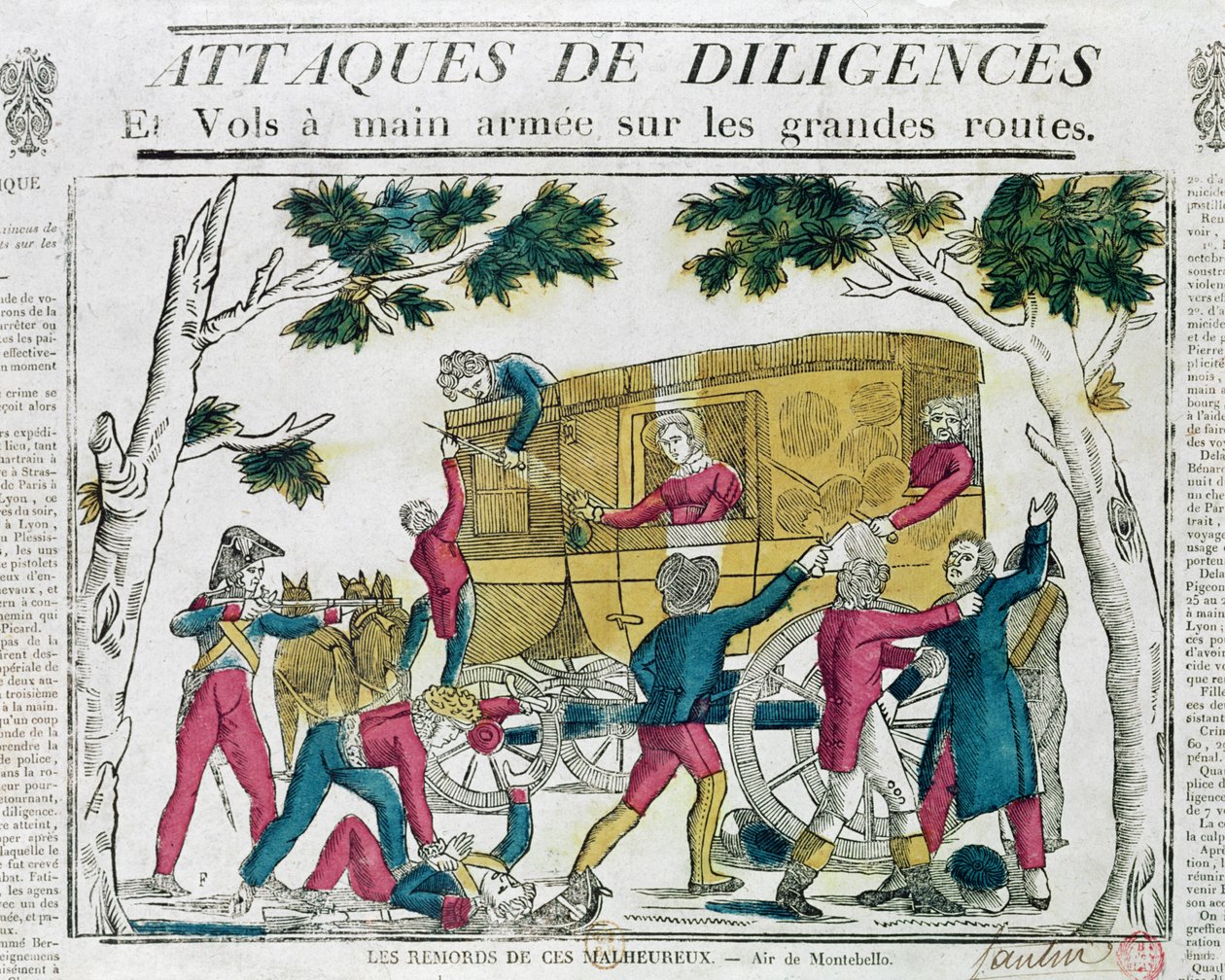 Attacco alla diligenza da Parigi a Lione il 25 luglio 1822 da French School