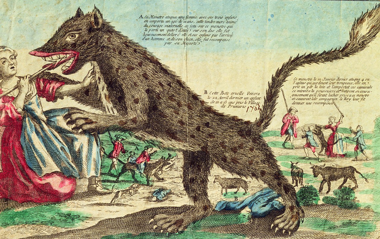 Attacchi della bestia del Gévaudan nel 1764 da French School