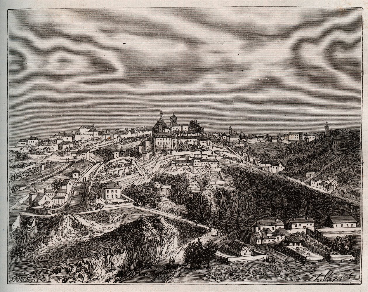 Avallon - Borgogna-Franca Contea - incisione in “La France illustrée: geografia, storia, amministrazione statistica” di V.A. Malt-Brown. 1884 da French School