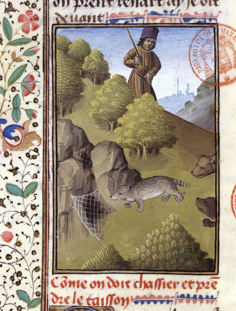 Caccia al tasso - nel "Libro di Caccia di Gaston Phoebus, Conte di Foix, Signore di Béarn" da French School