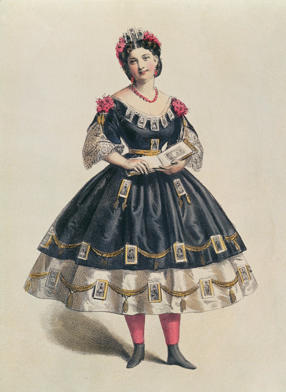 Abito da ballo decorato con carte de visite fotografiche, c.1860 da French School