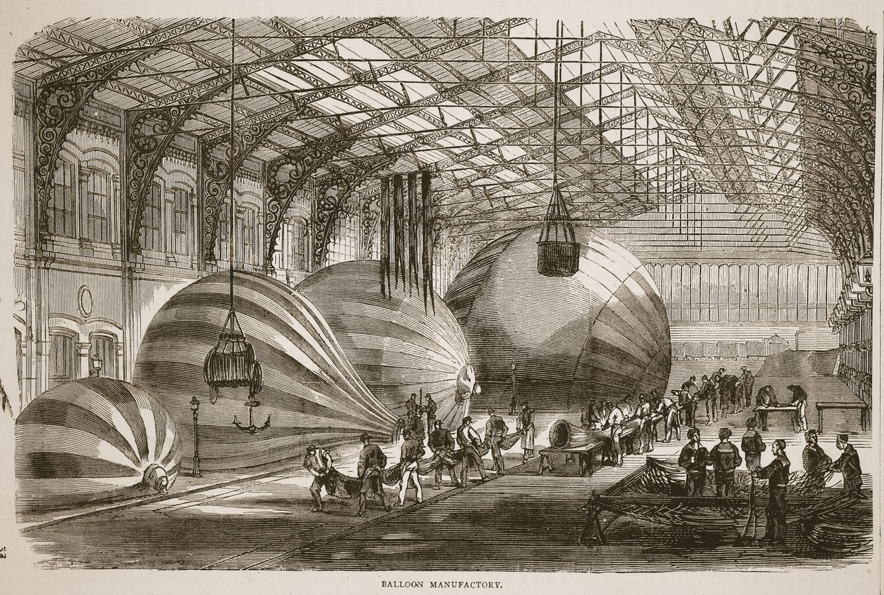 Fabbrica di palloni, illustrazione da Cassells History of the War between France and Germany, 1870-1871 da French School