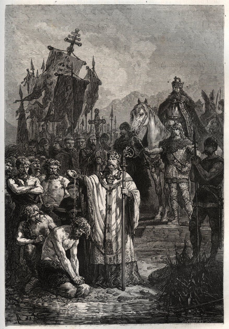 Battesimo del capo sassone pagano Widukind sotto la pressione dell