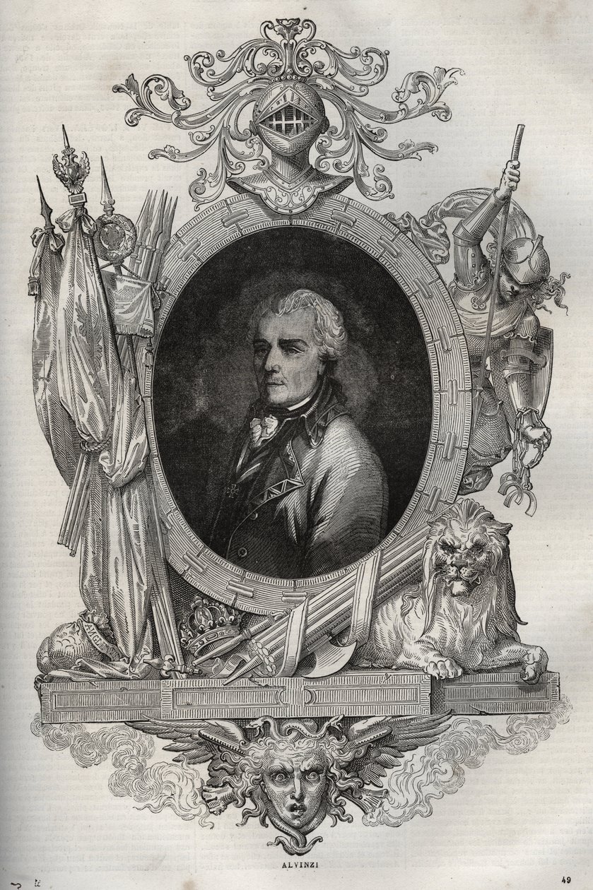 Barone Joseph Alvinczi, generale austriaco - Nuova Enciclopedia Nazionale di Maurice La Charest - 1870 da French School