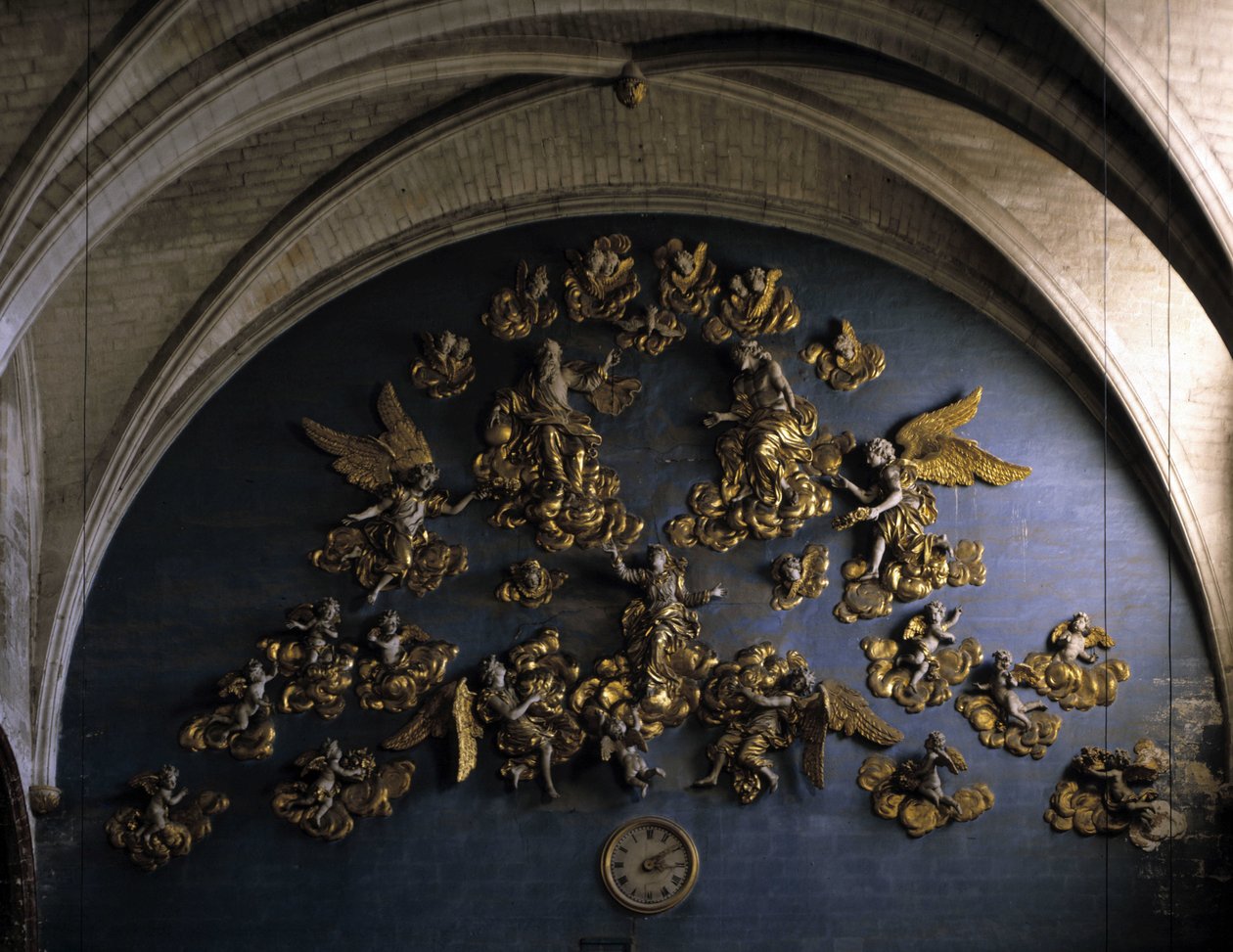 Architettura barocca: decorazione (XVII secolo). Parete sul retro della navata della Chiesa di Nostra Signora degli Angeli. L