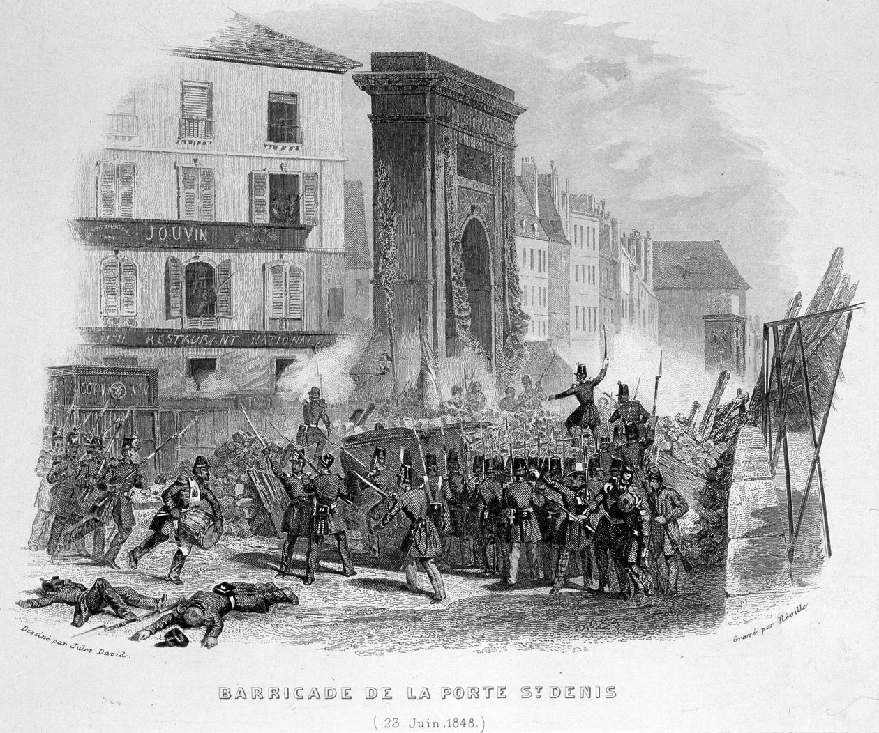 Barricata della Porta Saint Denis (23 giugno 1848) - in "Fasttes de Gardes nationales de France" da French School