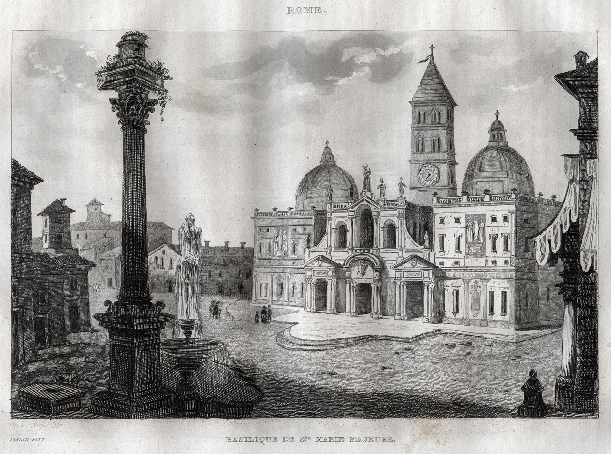 Basilica di Santa Maria Maggiore - Roma - Incisione da 