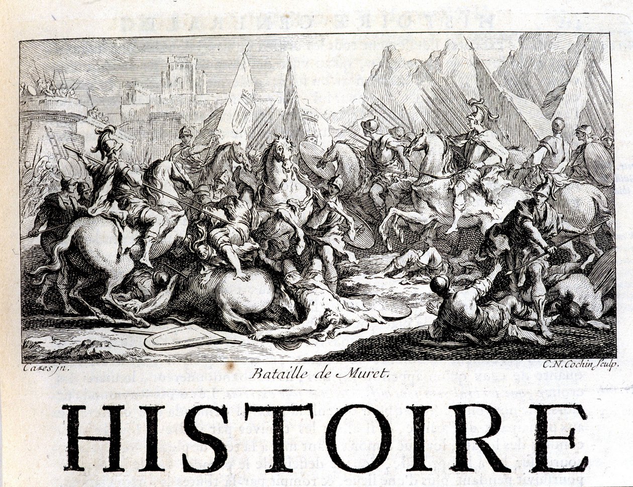 Battaglia di Muret il 12 settembre 1213 - in "Histoire générale de Languedoc" di Joseph Vaissete, Parigi da French School
