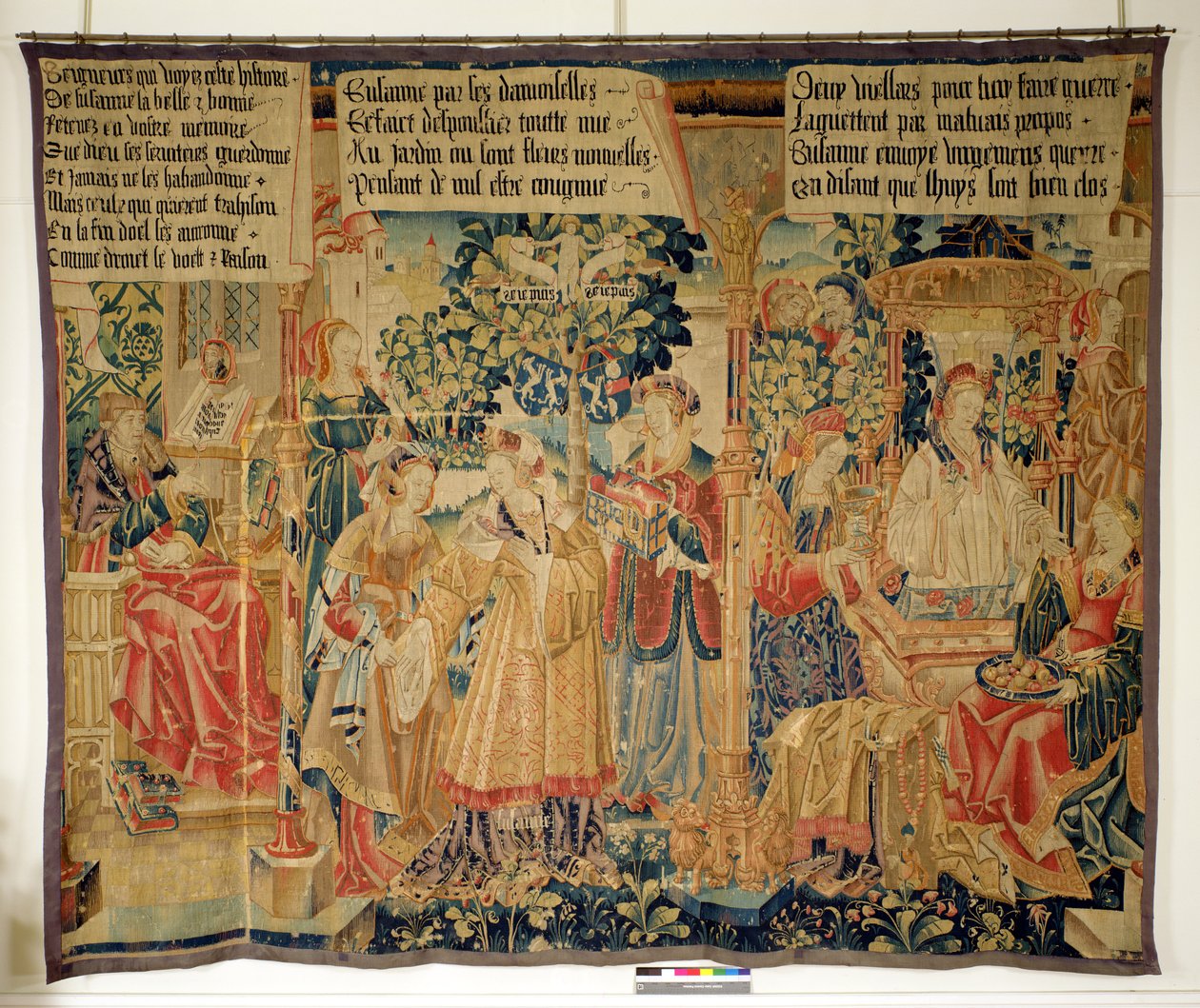 Benigne de Cirey e Susanna che si bagna, pannello sinistro dalla Storia di Susanna da French School