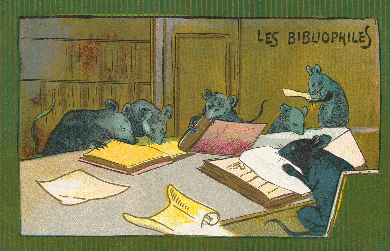Ratti bibliofili (chromolitho) da French School