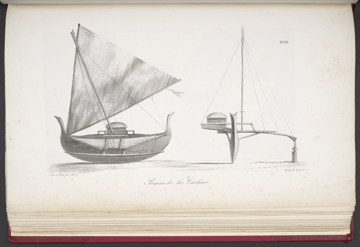 Barca delle Isole Caroline, da Voyage pittoresque autour du monde, avec des portraits de sauvages d
