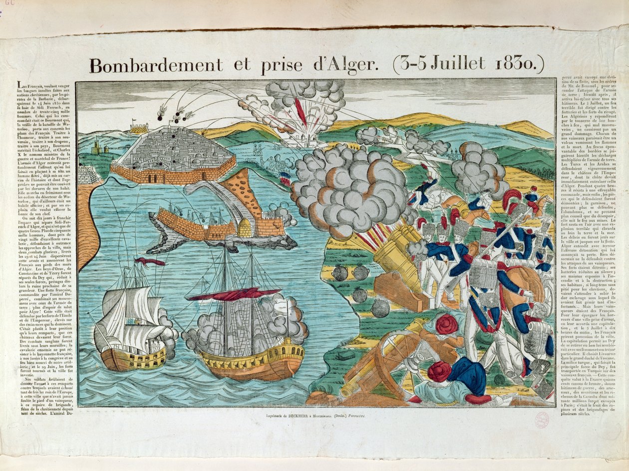 Bombardamento e assedio di Algeri, 3 luglio 1830, c.1830-35 da French School