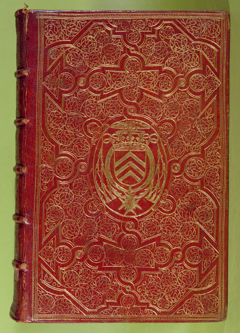 Copertina di libro con lo stemma di Armand-Jean du Plessis, Cardinale Richelieu (1585-1642) da French School