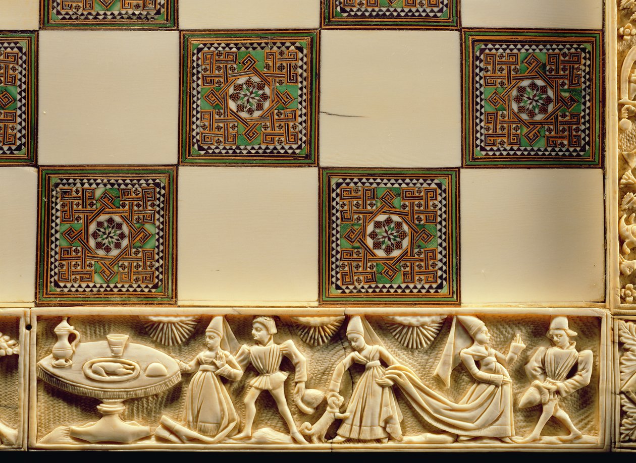Bordo di una scacchiera raffigurante la vita di corte, 1415 da French School