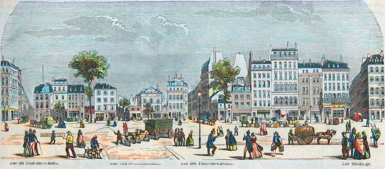 Boulevard des Filles du Calvaire e Boulevard du Temple - Rue Pont aux Choux - Rue des Filles-du-Calvaire - Rue Saintonge - Incisione in 