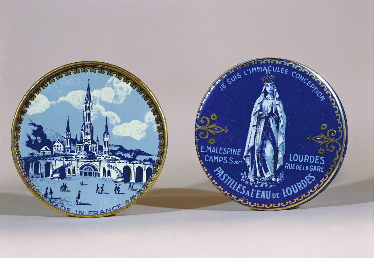 Scatola di pastiglie fatte con acqua di Lourdes da French School