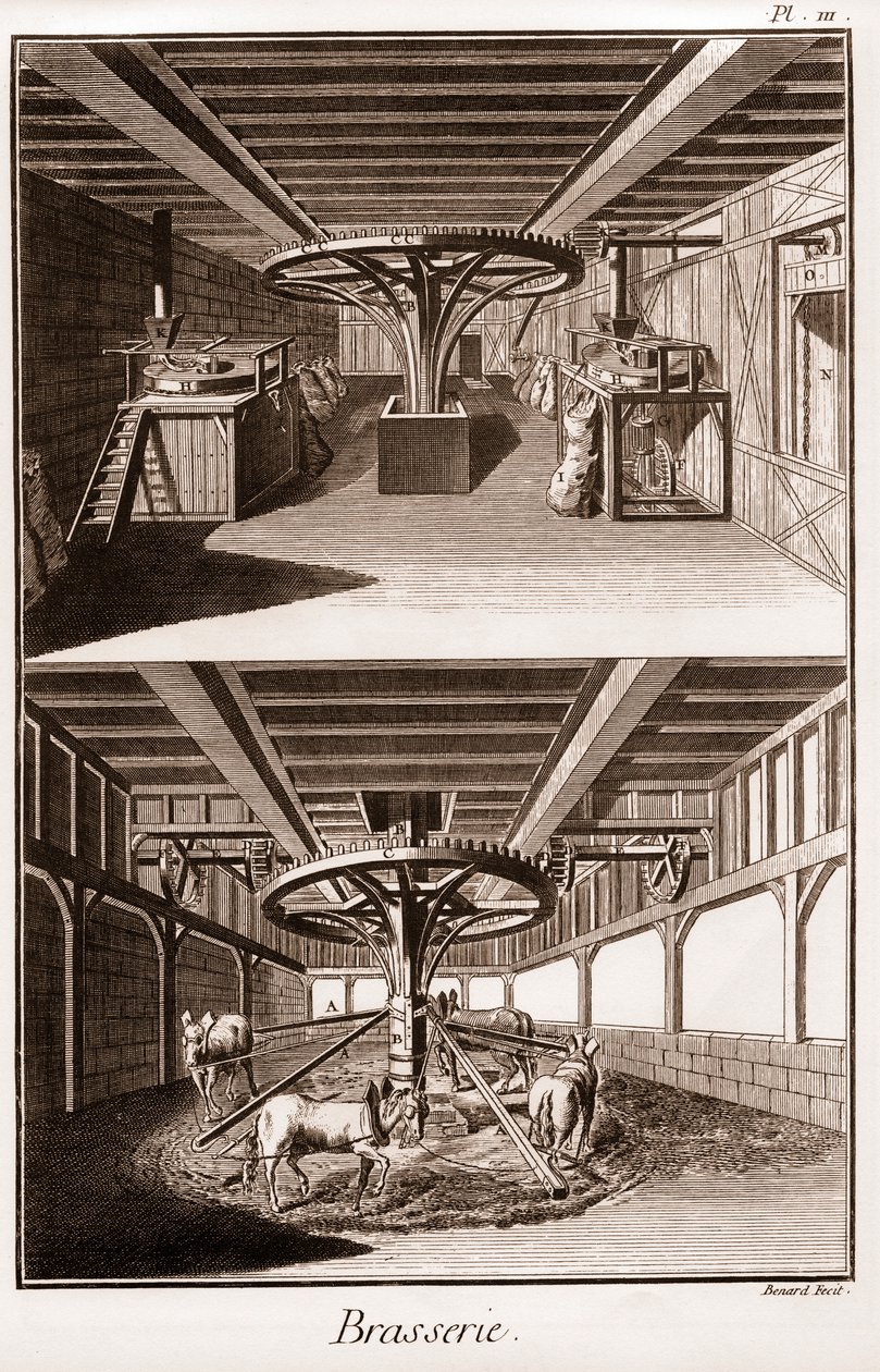 Birreria - "La Grande Encyclopedie, ou Dictionnaire Raisonne des Sciences, des Arts et des Metiers" (Enciclopedia o Dizionario delle Scienze, Arti e Professioni) di Denis Diderot (1713-1784) e Jean d