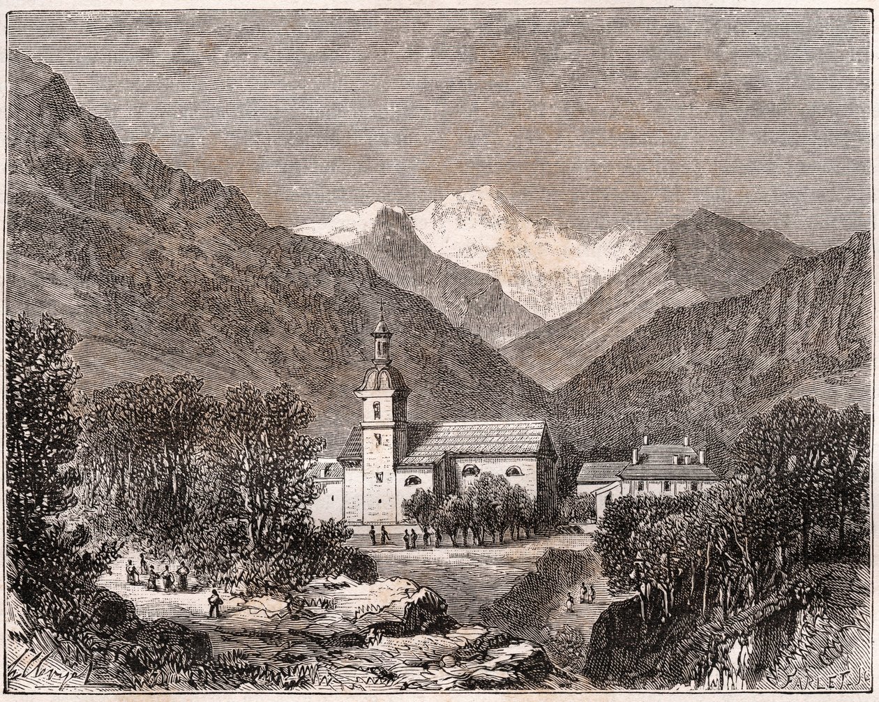 Brides-les-Bains - Savoia - incisione in "France illustrée: géographie, histoire, administration statistique" di V.A. Malt-Brown. 1884 da French School
