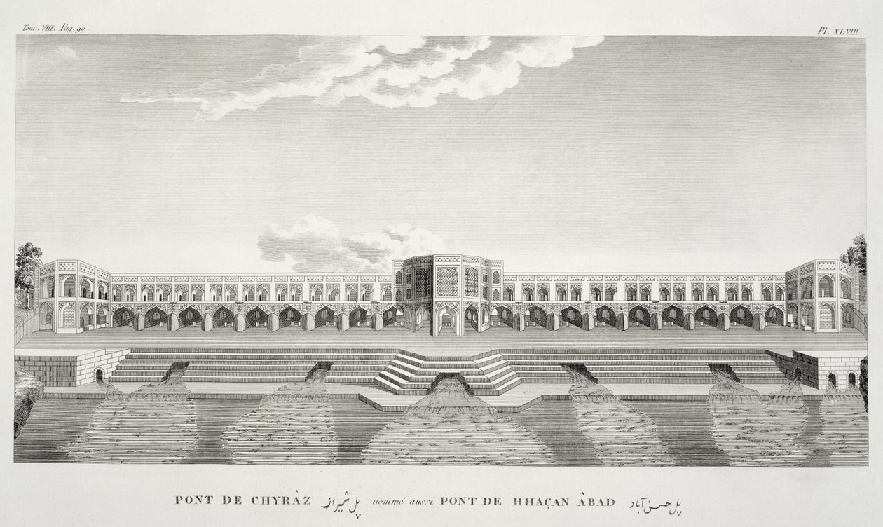 Ponte di Shiraz, Isfahan, da Voyages du Chevalier Chardin en Perse, et autres Lieux d